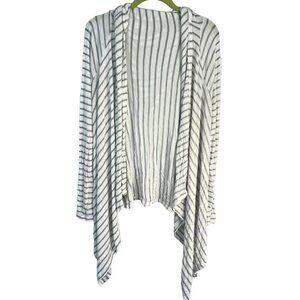 emberley cardigan striped white gray long sleeve open front thumb holes READ